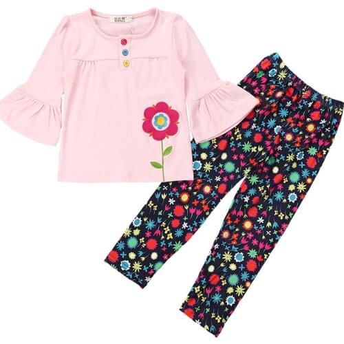 Girls Clothing Sets Cartoon Flower Girls T-shirt + Pants 2Pcs Princess Baby Girls Clothes Set Kids Suits Children Clothing
