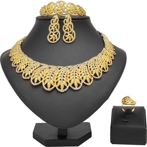 Longqu Exquisite Dubai gold Jewelry Set Wholesale 2021 Nigerian Wedding African Beads Jewelry Set statement designer jewelry set