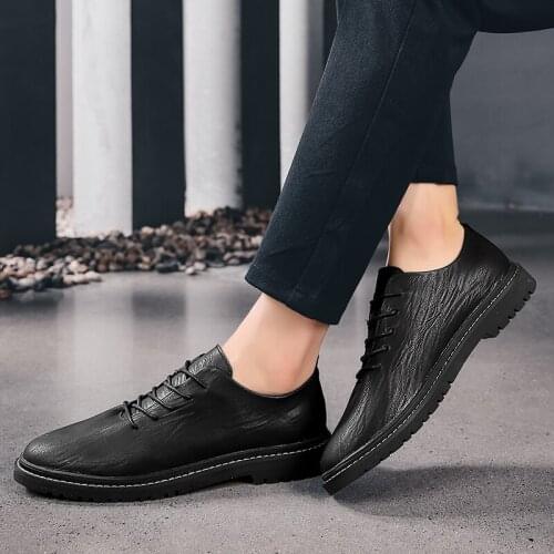 Genuine Leather Cow Leather Casual Shoes Men Oxford Fashion Driving Moccasins Men Flat Lace-Up Shoes Gentleman Leisure Shoes IV