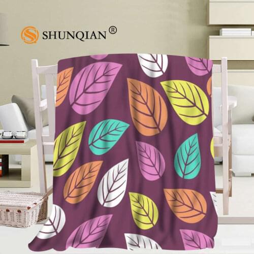 Custom Leaf Pattern Blanket Soft DIY Picture Decoration Bedroom Size 56x80Inch,50X60Inch,40X50Inch A7.10