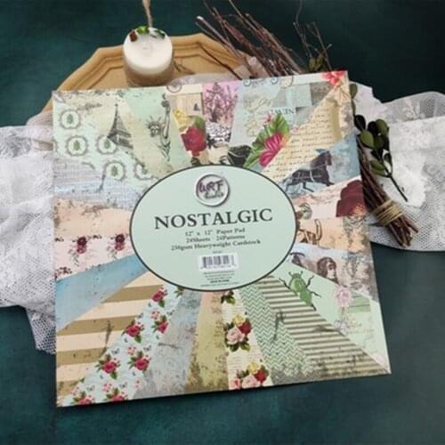 12inch Nostalgic Double-side 24 sheets printed patterns scrapbook paper origami paper DIY gift Card Making Handmade Home deco