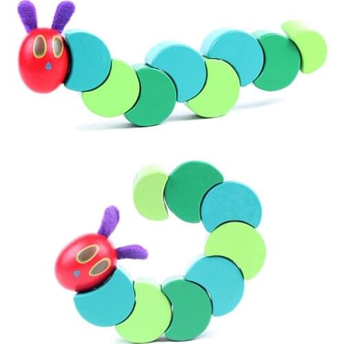 2018 New Montessori the Very cute Caterpillar Toys for Children Wooden Blocks Kids Fingers Flexible Blocks for baby kids gift