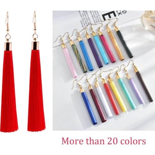 New Arrival 20 Colors Tassel Earrings for Women fashion earrings for women 2021 statement Earrings Simple Dangle Earrings Wholes