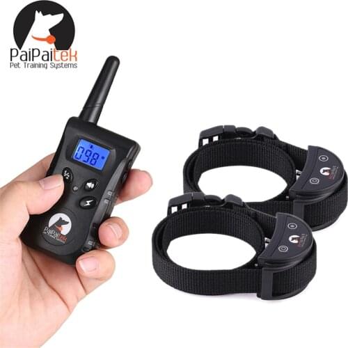 Dog Training Collar with Remore for 2 Dogs 550yd Range Bark Control Collar 3 Mode Sound Vibration Shock IPX7 Waterproof Receiver