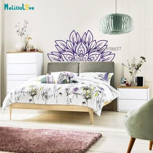 Half Mandala Wall Decal Beautiful Lotus Flower Design Home Bedroom Living Room Yoga Decor Removable Vinyl Wall Sticker BB931