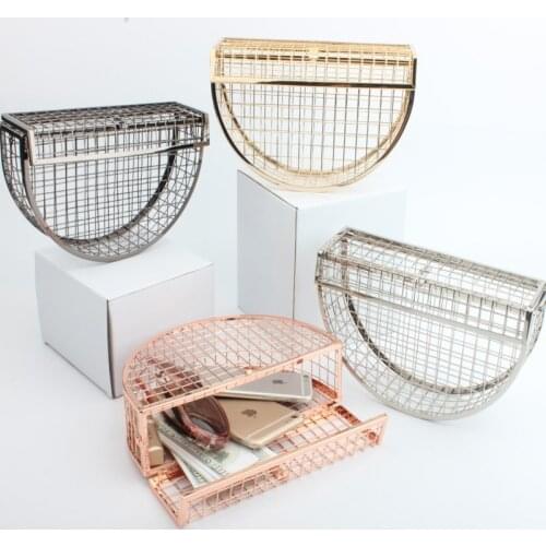 Luxury bags for women 2019 Clutches Evening Bag Metal Geometric Hollow Vintage Wedding Party Banquet Bag Purses Crossbody Bags
