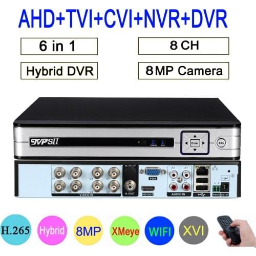 Silver Panel Face Detect Hi3531D 8 Channel 8CH 4K H.265+ WIFI Audio 6 in 1 Hybrid Coaxial XVI TVI CVI NVR AHD CCTV DVR