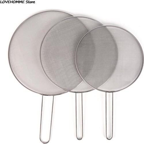 1pcs 25/29cm/33cm Stainless Steel Splatter Screen Mesh Pot Lid Cover Silver Oil Frying Pan Lid Cooking Tools Kitchen Accessories