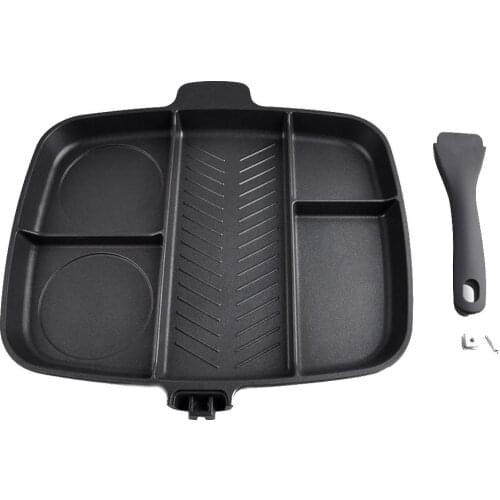 10pcs Multifunctional 5 In 1 Non-stick Frying Pan Aluminum Alloy Smoke-free Divided Grill Pan for Cooked Breakfast Baking