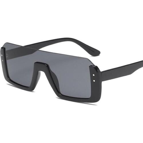 High quality woman fashion trends famous brand half square sunglasses men luxury beige blue sun glasses