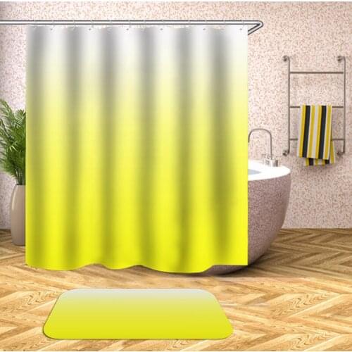 Waterproof Shower Curtain Color Gradient Print Striped Bath Curtains for Bathroom Bathtub Bathing Cover Large Wide 12pcs Hooks