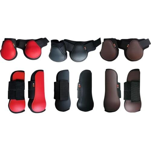 Horse Tendon Boots Exercise Front Hind PU Leather Guard Protection Wrap