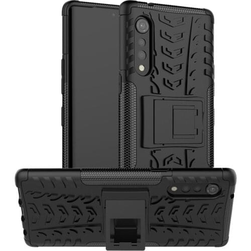 Protect Case For LG Velvet 5G Dual Layers Hard PC Soft TPU Kickstand Back Cover For LG Velvet Case