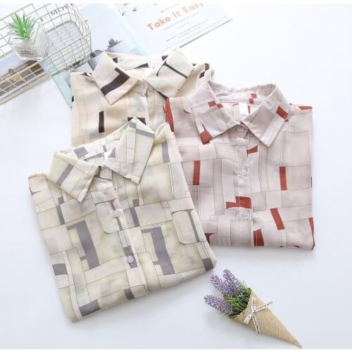 2021 Retro Hong Kong Style Letter Shirt Womens Summer New Printing Chiffon Long Sleeve Top Sunscreen M062