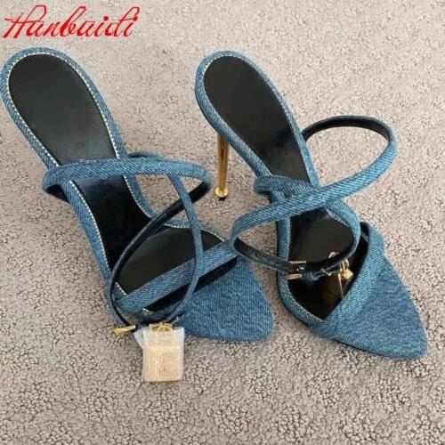 Women Summer Sandals Mental Lock Women Stiletto High Heels Shoes Strange Heels Women Party Dress Shoes Botas De Mujer Women 2021