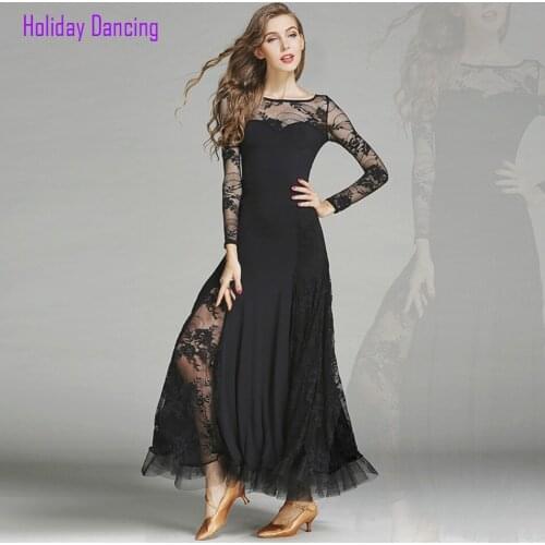 2021 New HB675 Yarn Puffy Latin Dance Dress Women Performance Lace Patchwork Modern Dance Dress Latino Dancewear