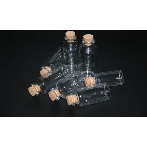 10pcs 12ml 15ml 20ml 23ml 25ml 30ml 35ml Glass Bottle Vial Empty Sample Jar with Cork Message Vial Wedding Wish Bottle glass jar