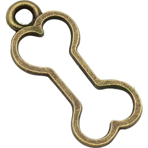 100pcs- Antique Silver / Bronze Dog Bone Charms Pendant 2 Sided 25x11mm