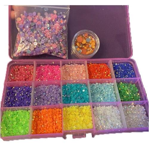15000Pcs/1Box AB Jelly 3mm/4mm/or 5mm Flatback Resin Rhinestones ss12/16/or 20ss Candy Cab Embellishments Craft or Nail Supplies
