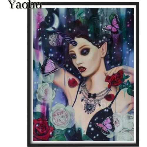 Diamond Embroidery Fantasy Unicorn Girl Cross Stitch Full Square Round Drill 5D DIY Diamond Painting Flower Woman Mosaic Art