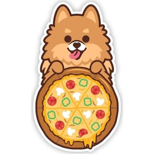A0161# 13 cm/17 cm Self-adhesive Decal POMERANIAN PIZZA Car Sticker Waterproof Auto Decors on Bumper Rear Window Laptop