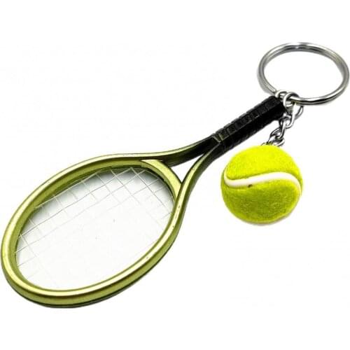 Simulation Mini Tennis Racket Ball Keychain Pendant Bag Key Ring Accessories