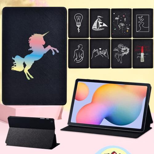 Anti -cratch Case for Samsung Galaxy Tab S6 Lite 10.4 Inch P610/P615 New Simple Picture Leather Stand Flip Tablet Cover Case