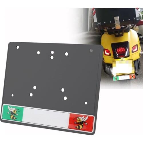 Black License Plate Frame Mount Holder Universal For All Vespa Model GT125 200 GTS250 GTV125 250 300 GTS250ie 125ie 300ie Super