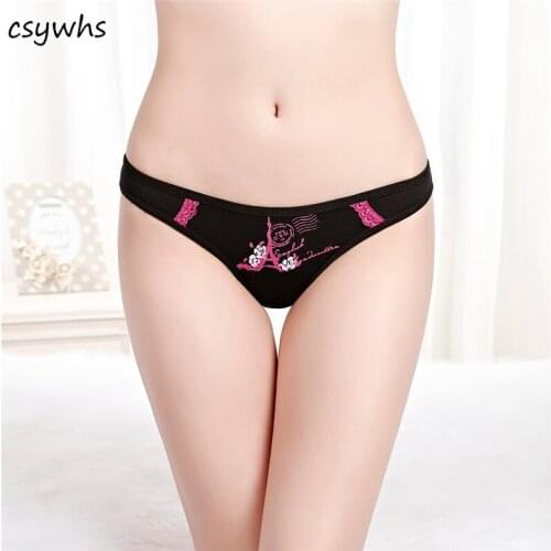 CSYWHS 3pcs/lot Ladies Women Thongs and G Strings Cotton Sexy Briefs Low Waist Panties Underwear Underpants Tanga M L XL