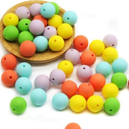 Cute-idea 12mm 20pcs silicone beads teething chewable pearl safe round nursing Accessories teether making handmade DIY baby toy
