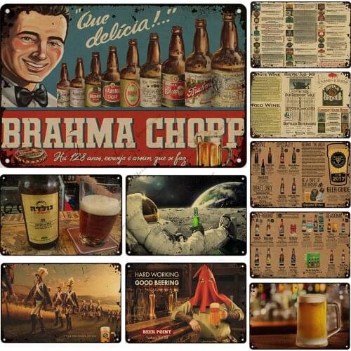 Beer Decorative Plate Bar Industrial Decoration Old Retro Poster Home Bar Cafe Club Wall Metal Plate Classic Wall Metal Signs