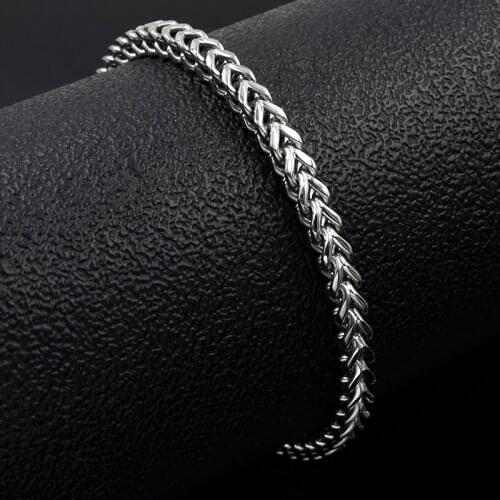 Dolaime Present New Fashion Men Stainless Steel Silver Color Four-face grinding lobster clasp bracelet