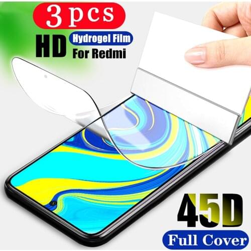 3Pcs hydrogel film soft full cover for xiaomi redmi 10X note 9s 9 pro MAX 9C 9A 8 8A 8T pro Not Glass phone screen protector