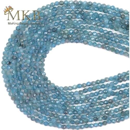 Natural Stone Faceted Blue Apatite Beads For Jewelry Making Loose Beads 2 3 4mm Diy Bracelet Necklace Accessories 15