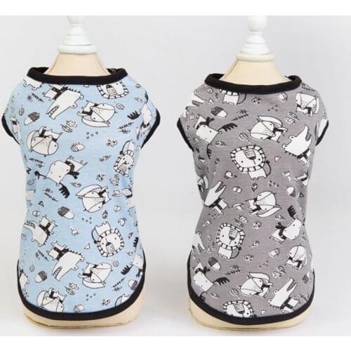 Pet Dog Cotton Printed Clothes For Small Dogs Cool Pug Cartoon Puppy Vest T-Shirt Summer Pet Dog Sleeveless Popular Clothing