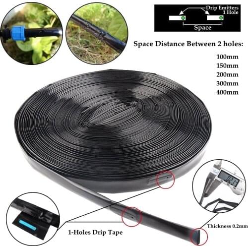 20~100M 16mm 1-Hole Micro Irrigation Rain Drip Tape Space 15/20/30/40cm Soaker Greenhouse Farm Watering Hose Patch Tape Hose
