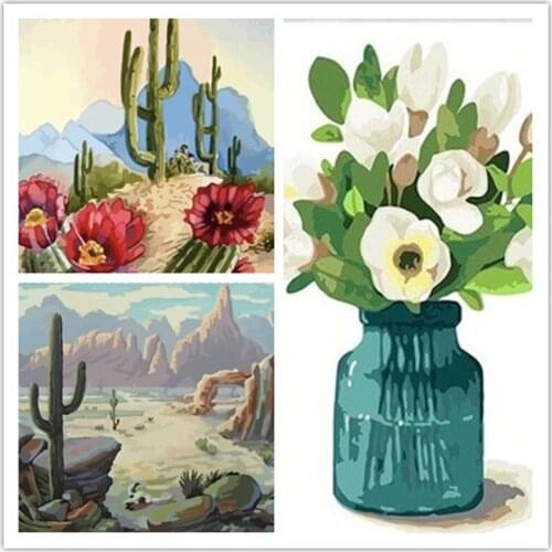 Frame Painting By Numbers Kits Abstract Landscape Modern Drawing Coloring By Numbers Acrylic Paint For Home Decor