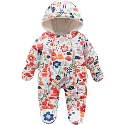 Baby Winter Romper for Newborn Cotton Hooded Thick Warm Baby Overalls Infant Jumpsuit Baby Girl Clothes Kids Coats