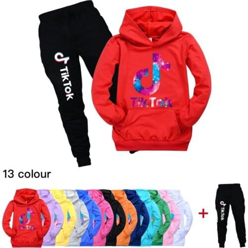 TIK TOK Boys Girls Hoody T-Shirt Pants 2pcs Sets Tracksuit Anime Print Children Kids Baby Clothes