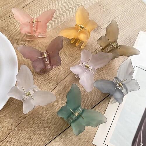 Candy Colors Butterfly Hair Claw Barrette Clamp Ponytail Crab Clips for Women Girls Fashion Cute Hairpin Korean Headwear