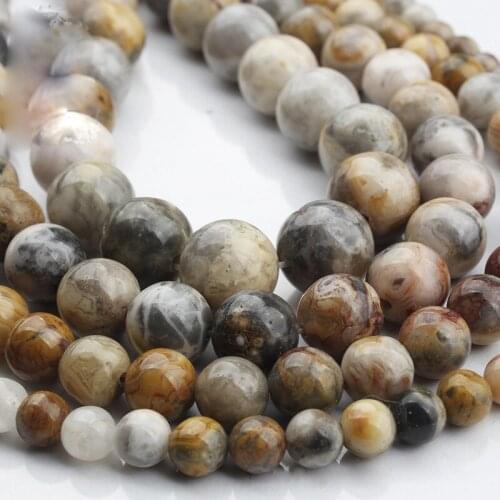 15"(38cm) Strand Round Natural Peacock Agate Stone Rocks 4mm 6mm 8mm 10mm 12mm Gemstone Beads for Bracelet Jewelry Making