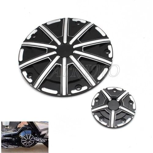 2pcs Black Motorcycle CNC Derby Cover Timing Timer Cover For Harley Road King Softail Dyna FLHRS FLTFB Breakout Fatboy 1999-2013