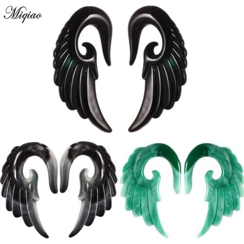 Miqiao Explosion ear expansion angel feather wings auricle Spiral Taper Plug Gauge Ear Stretching Acrylic Tunnel Jewelry