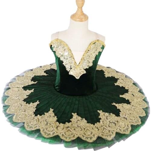 2020 New Songyuexia Dark green ballet pattern childrens professional ballet pattern adult dance costume and ballet tutu skirt
