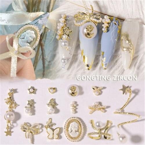 2021 NEW Nail Art Rhinestones 3D Pearl Butterfly Flower Bow Nail Chain Decorations Jewelry DIY Accessories Nail Salon