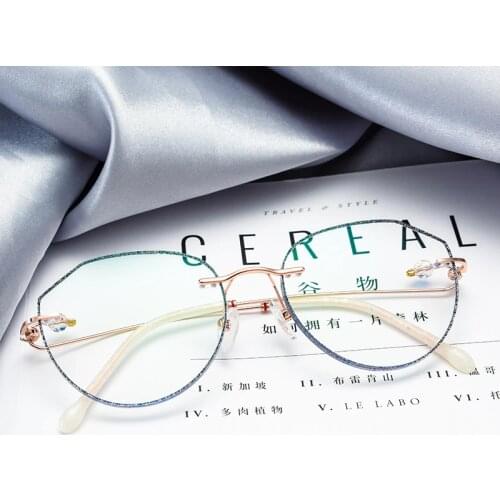 Marginless Margin-cutting Irregular Marginless Margin-cutting Myopia Degree Eye Glasses Frames for Women Designer Glasses