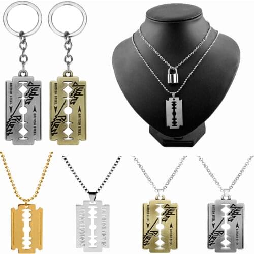Stainless Steel Necklace Razor Pendant Jewelry Barber Shop Theme Multi Layer Necklaces Lettered BY ORDER OF THE PEAKY BLINDERS