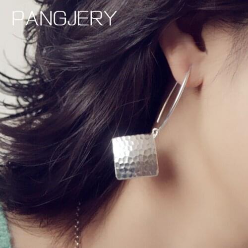 PANGJERY 925 Sterling Silver Earrings for Women INS Fashion Creative Exquisite Chic Sparkling Square Piece Wedding Jewelry Gifts