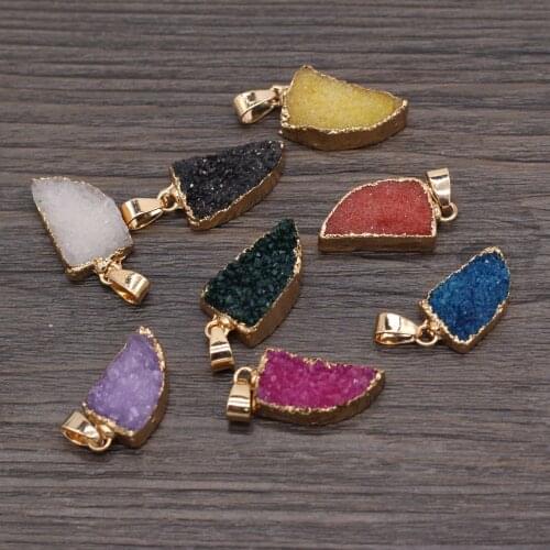 Natural Druzy Crystal Pendants Knife Shape Reiki Heal Druzy Charms for Jewelry Making Necklace Earrings Accessories