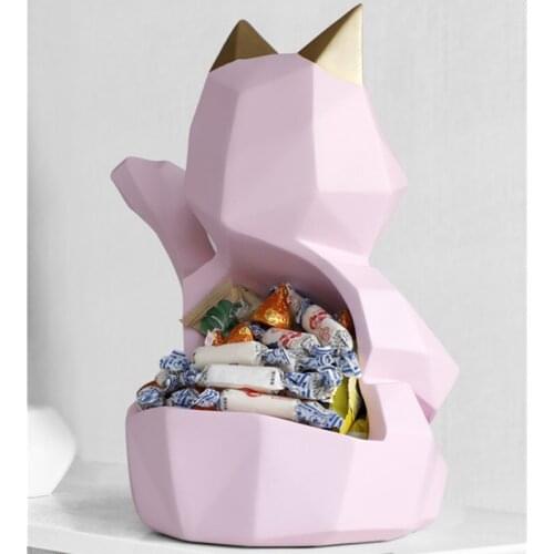 RESIN DECORATION CATS STORAGE BOX STATUE MONEY DRAWING ANIMAL BACK STORAGE CRAFTWORK HOME ACCESSORIES L3003